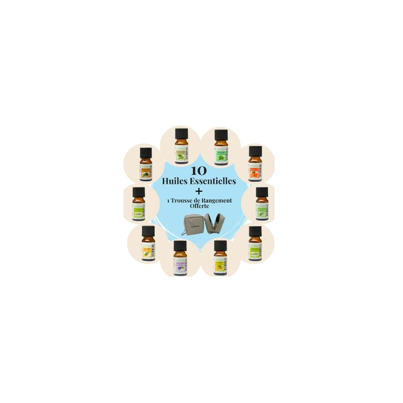 10 Huiles Essentielles + 1 Trousse Offerte