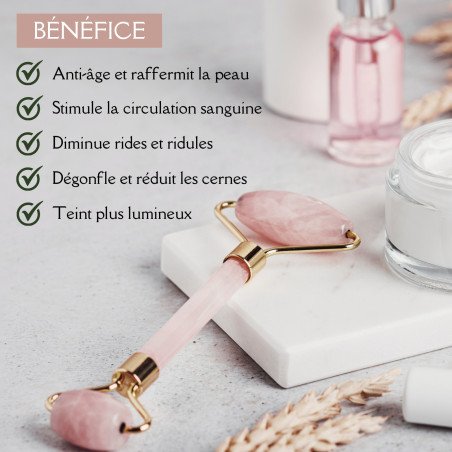 1 Masseur Visage en Quartz Rose + Housse
