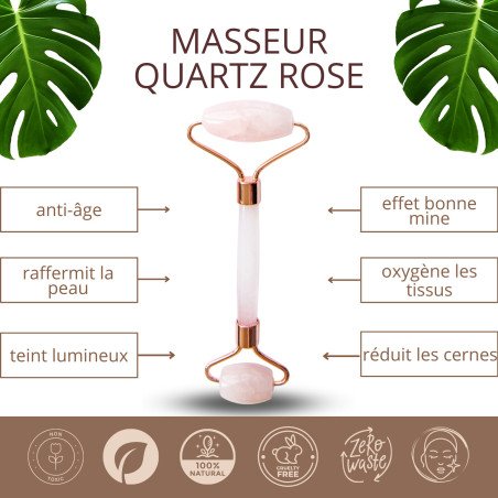1 Masseur Visage en Quartz Rose + Housse