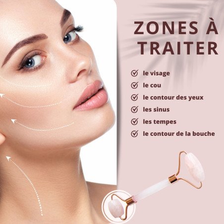 1 Masseur Visage en Quartz Rose + Housse