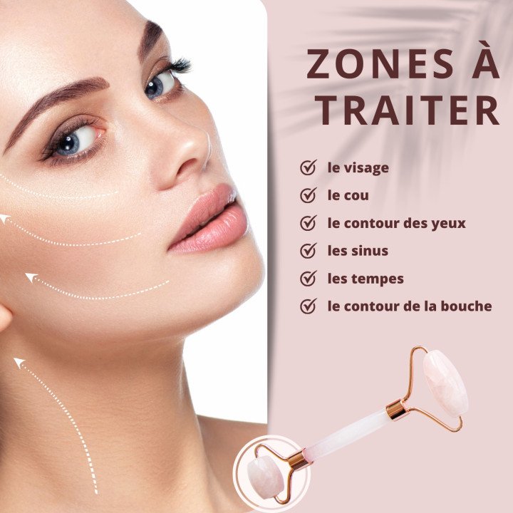 1 Masseur Visage en Quartz Rose + Housse