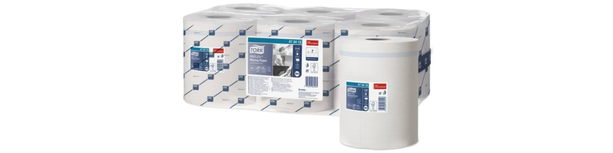 Consommables papier pour hygiène et soins, essuie-mains et rouleaux pratiques