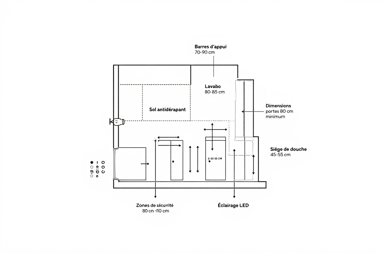 Dimensions ergonomiques d'une salle de bain adaptée