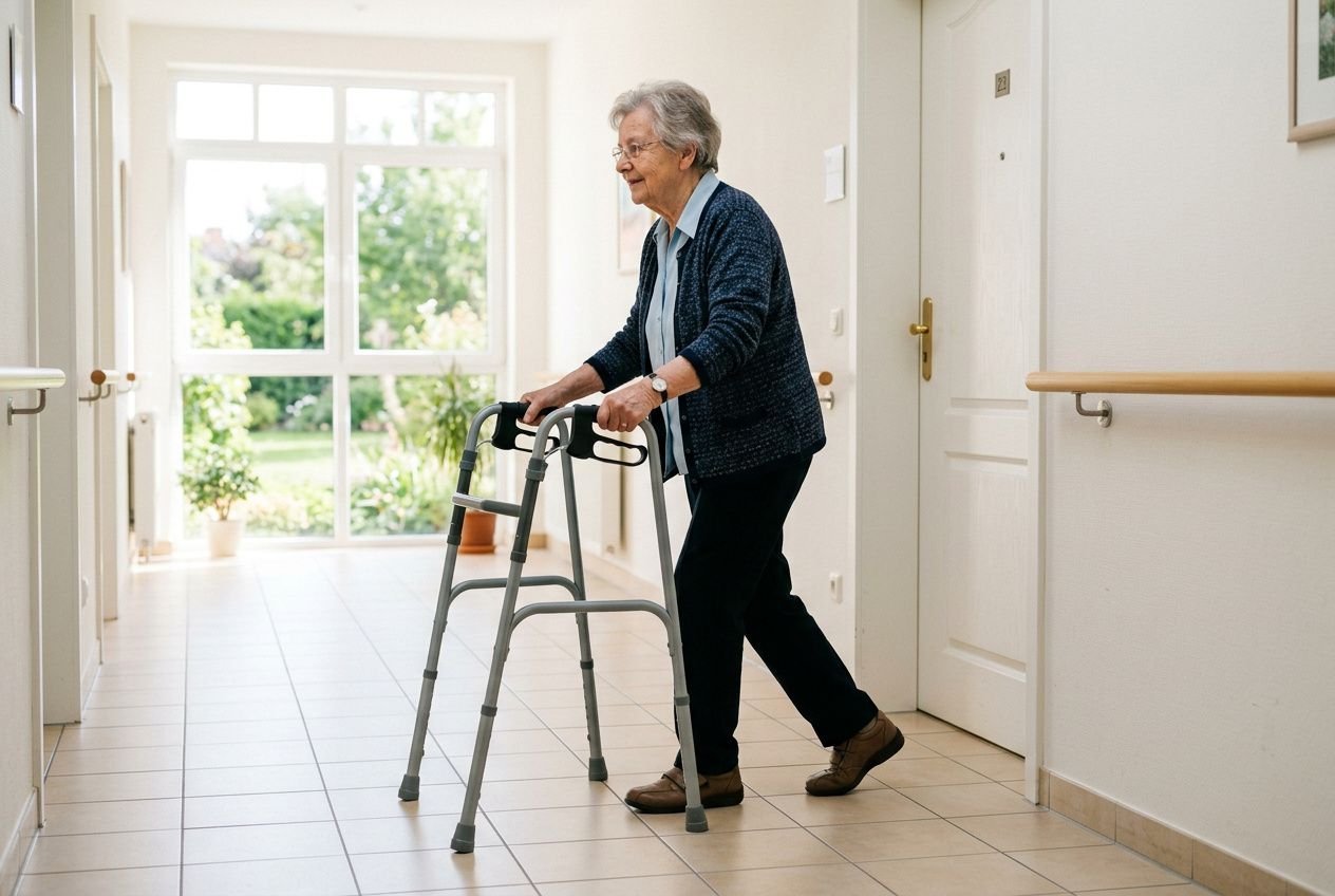 Personne utilisant un cadre de marche