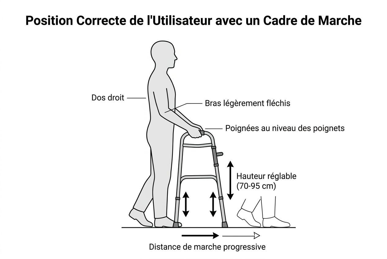 Positions ergonomiques du cadre de marche